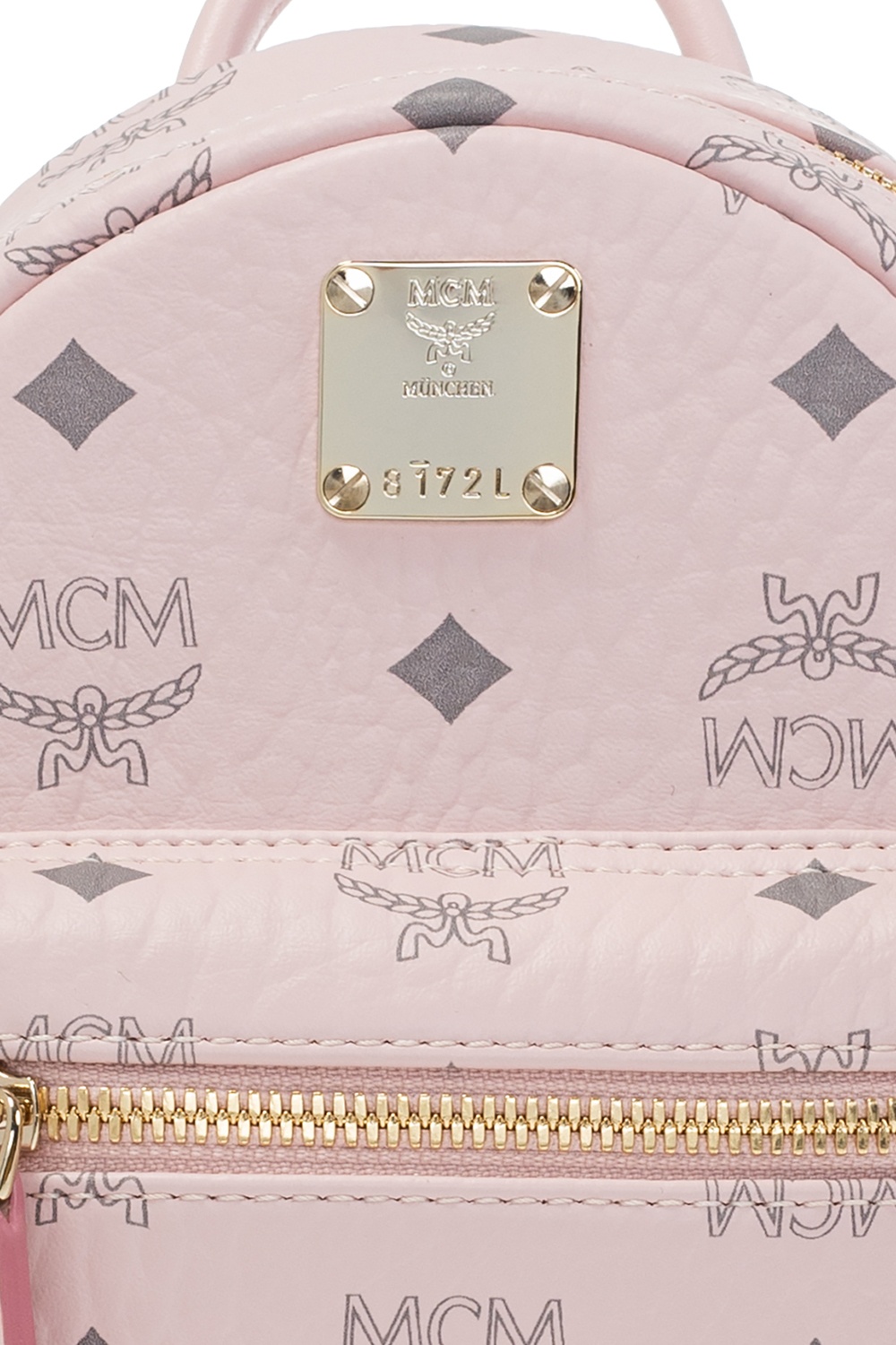 Light pink mcm backpack hot sale